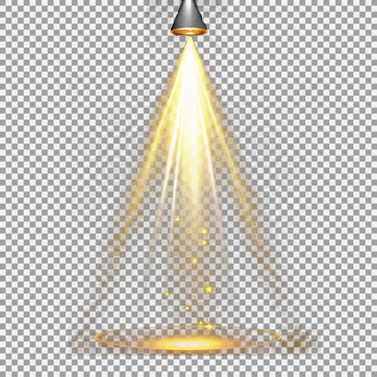 PSD illustration de l'icône vectorielle réaliste lampe de projecteur de scène avec nuage et brouillard sur fond sombre