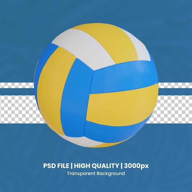 Illustration d'icône de volley-ball en 3D avec fond transparent et balle sportive en 3D