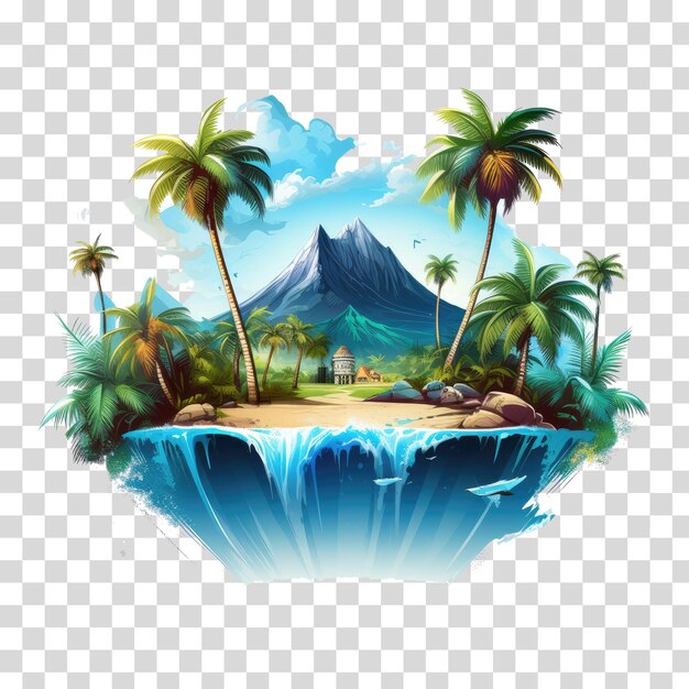 PSD illustration d'une île sur un fond transparent illustration vectorielle