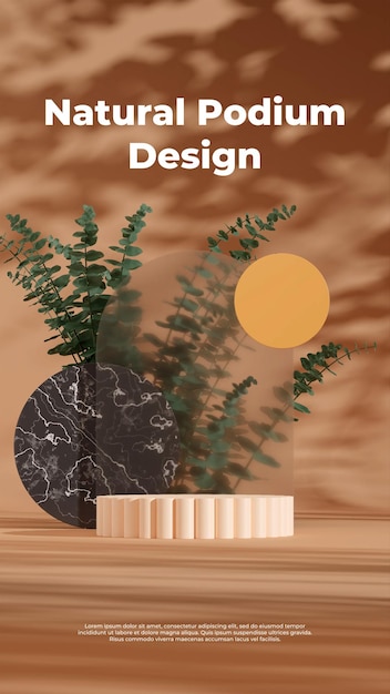 PSD illustration d'image de rendu 3d de l'affichage du podium de l'espace vide pour le fond naturel de la maquette du produit