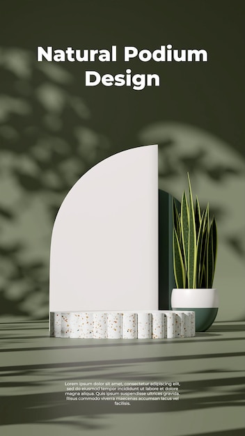 PSD illustration de l'image de rendu 3d de l'affichage du podium de l'espace vide pour la maquette du produit fond vert