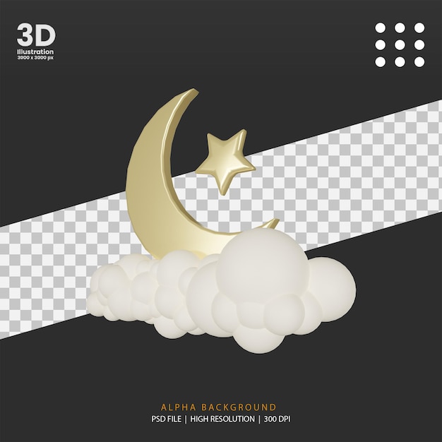 PSD illustration islamique de nuage de rendu 3d