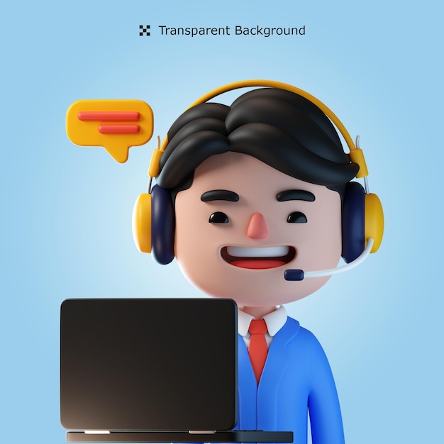 Illustration isolée de l'icône 3d du centre de service client de rendu 3d psd
