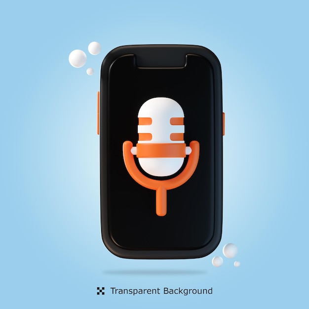 Illustration Isolée De L'icône 3d Du Microphone Mobile De Rendu 3d Psd