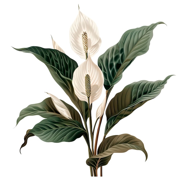 Illustration isolée d'un pot de lily de la paix