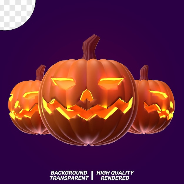 L'illustration isolée PSD 3D de Halloween est la citrouille d'Halloween.