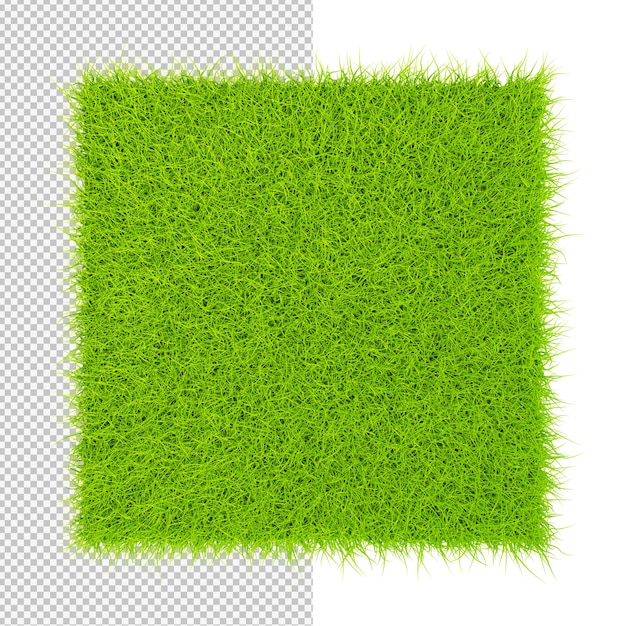 PSD illustration isolée de tapis carré herbe verte