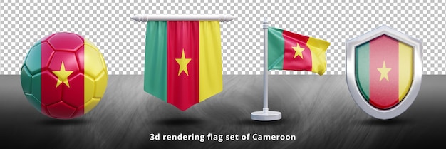 PSD illustration de jeu de drapeau national du cameroun ou icône de jeu de drapeau de pays agitant le cameroun réaliste 3d