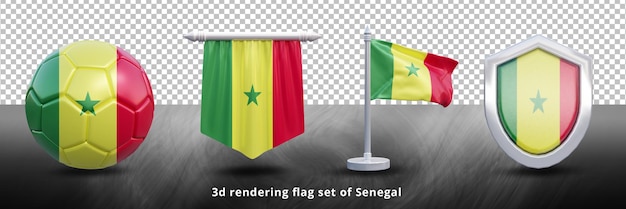 PSD illustration de jeu de drapeau national du sénégal ou icône de jeu de drapeau de pays agitant le sénégal réaliste 3d