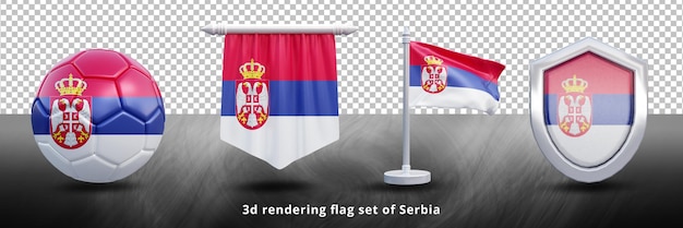 PSD illustration de jeu de drapeau national de serbie ou icône de jeu de drapeau de pays agitant la serbie réaliste 3d