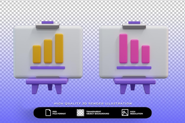 Illustration de jeu de présentation de données de rendu 3D isolé