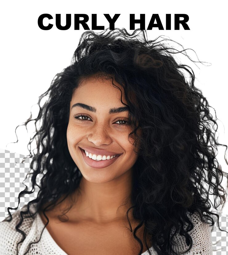 PSD une illustration d'une jolie femme aux cheveux bouclés sur un fond transparent