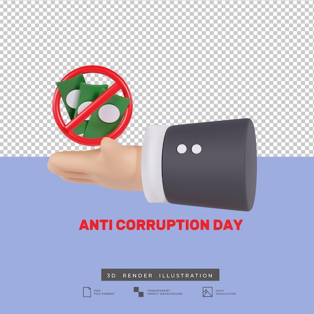 Illustration De La Journée Anti-corruption De Rendu 3d Isolée