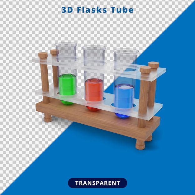 PSD illustration de laboratoire de flacon de rendu 3d