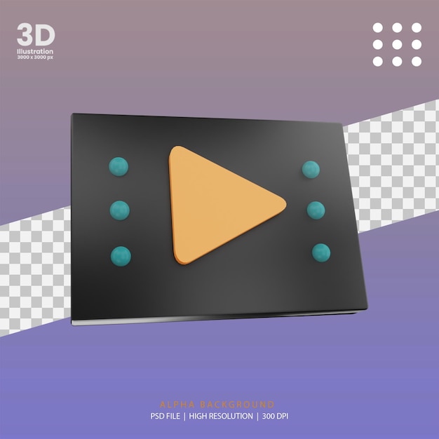 illustration de lecteur vidéo de rendu 3d