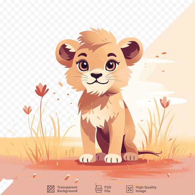 Illustration D'un Lion Solitaire Et Adorable