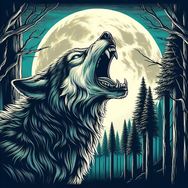 PSD une illustration de loup mignon