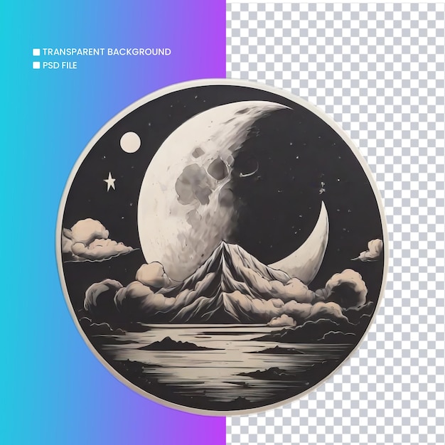 PSD illustration de la lune avec un fond transparent