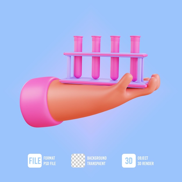 Illustration De La Main 3d Avec Objet Médical De Tube à Essai