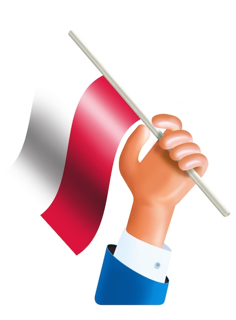 PSD illustration de la main agitant un drapeau polonais concept d'indépendance polonaise jour du 11 novembre