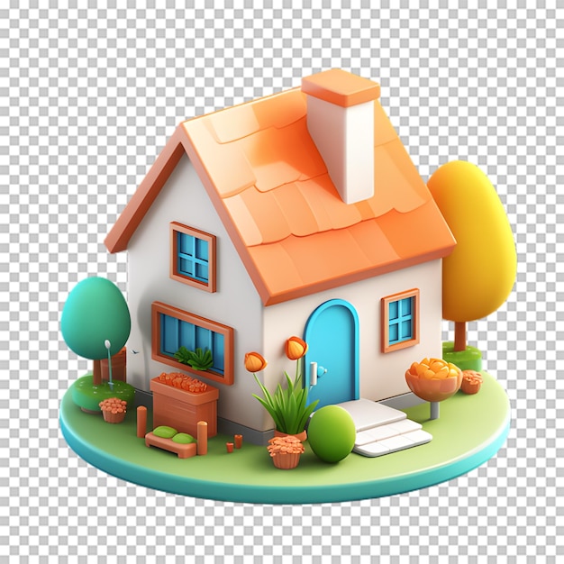 PSD illustration de maison 3d isolée sur un fond transparent