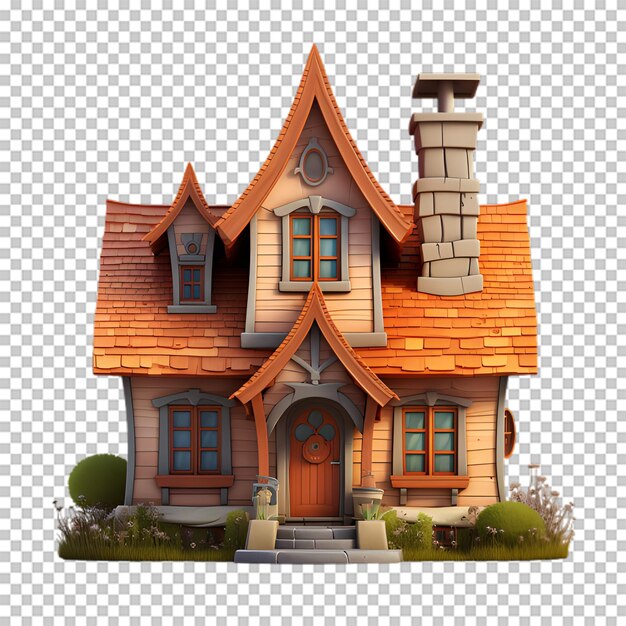 PSD illustration de maison vintage isolée sur un fond transparent