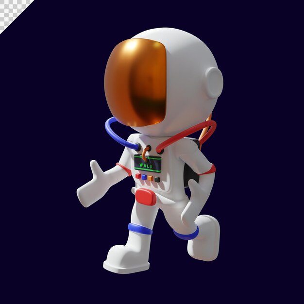 PSD illustration de marche astronaute rendu 3d