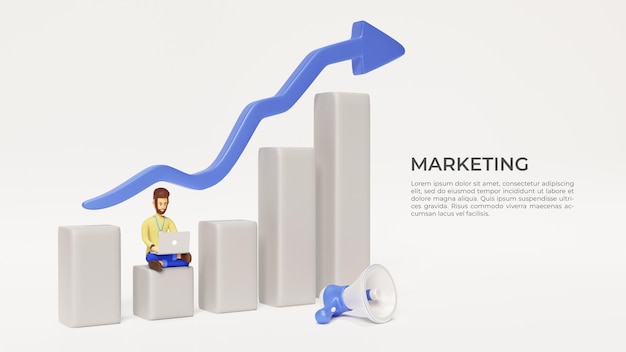 Illustration marketing 3D avec une charte graphique