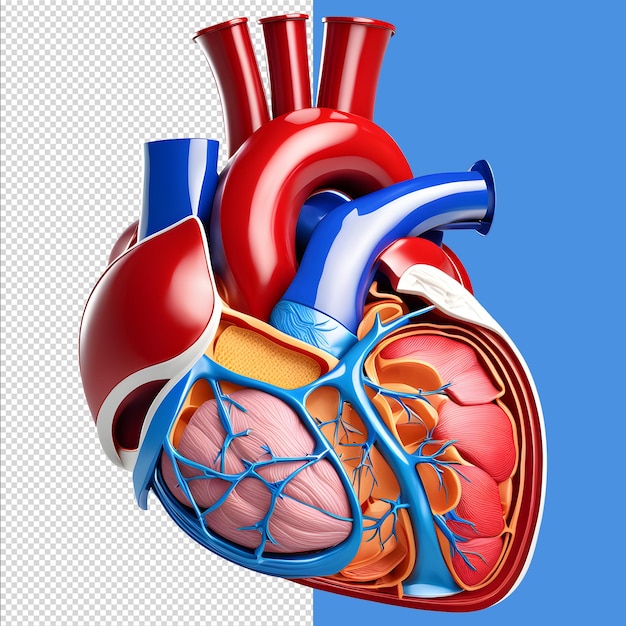 PSD illustration médicale du cœur humain rendu 3d du corps humain