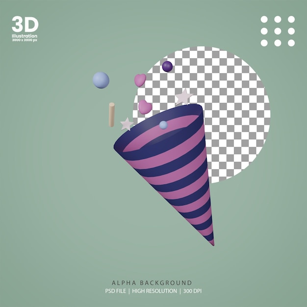 PSD illustration de mégaphone de fête de rendu 3d