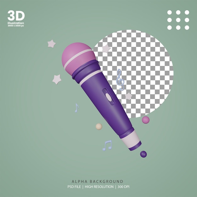 Illustration De Microphone De Fête De Rendu 3d