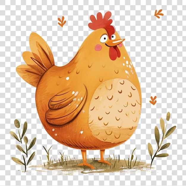 PSD illustration d'une mignonne poule isolée sur un fond transparent png