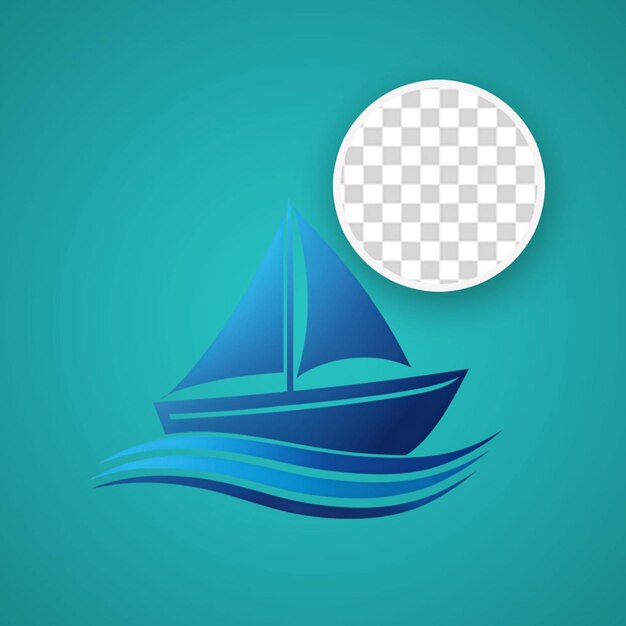 PSD illustration minimaliste de la rame de bateau bleu