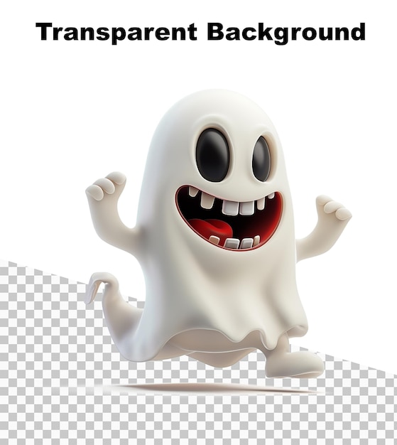 PSD une illustration d'un modèle 3d d'un fantôme heureux