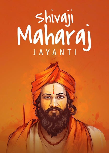 PSD illustration modifiable de chhatrapati shivaji maharaj, roi guerrier maratha indien, qui a été dessiné pour une affiche.