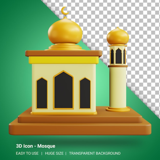 Illustration De Mosquée 3d Avec Fond Transparent