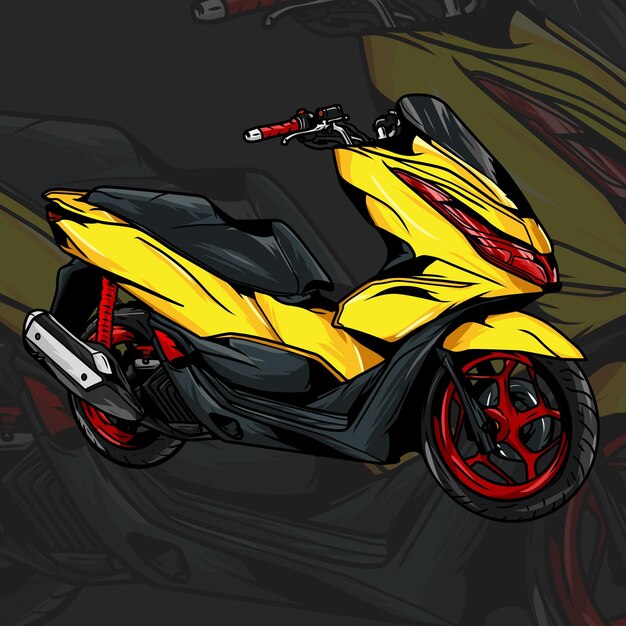 PSD illustration d'une moto à transmission automatique vectorielle