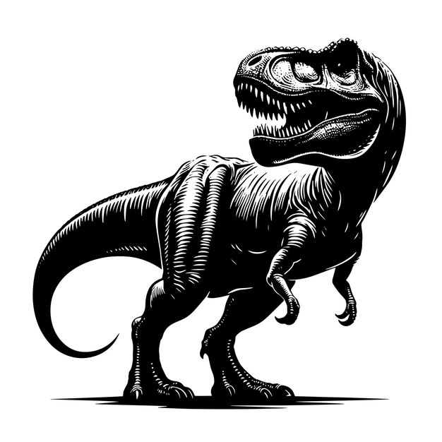 PSD illustration en noir et blanc d'un dinosaure trex