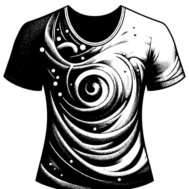 PSD illustration en noir et blanc d'un t-shirt blanc