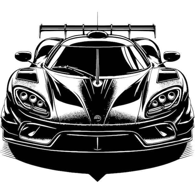 PSD illustration en noir et blanc d'une voiture de sport hypercar