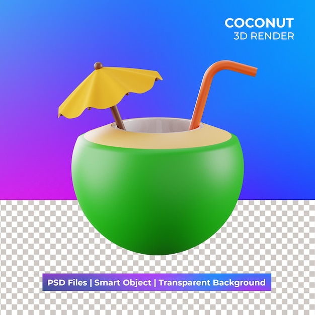 PSD illustration de noix de coco 3d isolée