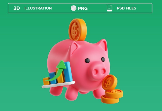 Illustration de l'objet 3D de la caisse à cochons PSD