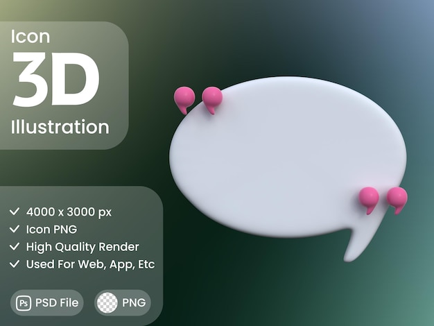 PSD illustration d'objet d'icône de conversation en 3d, fichier psd