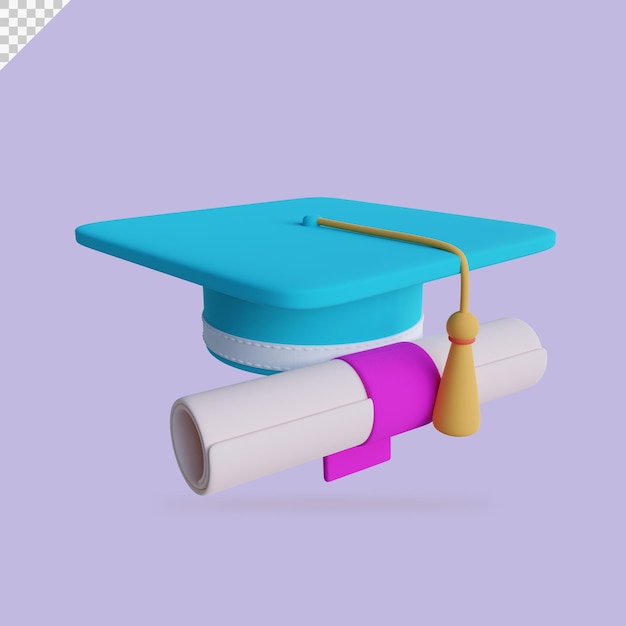 PSD illustration de l'obtention du diplôme de rendu 3d