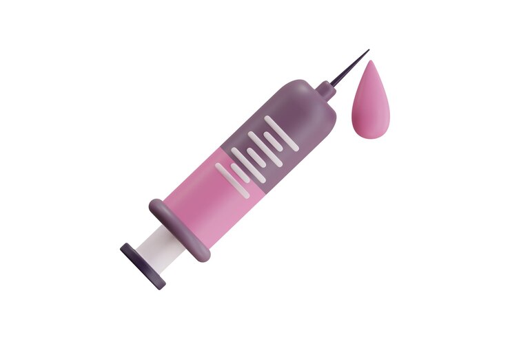 PSD illustration of a pink syringe with a drop 3d icon