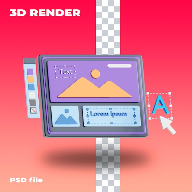 Illustration d'outil de texte PSD icône 3d rendu 3d haute résolution