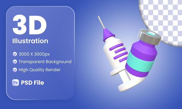 PSD illustration de l'outil de vaccin flottant 3d