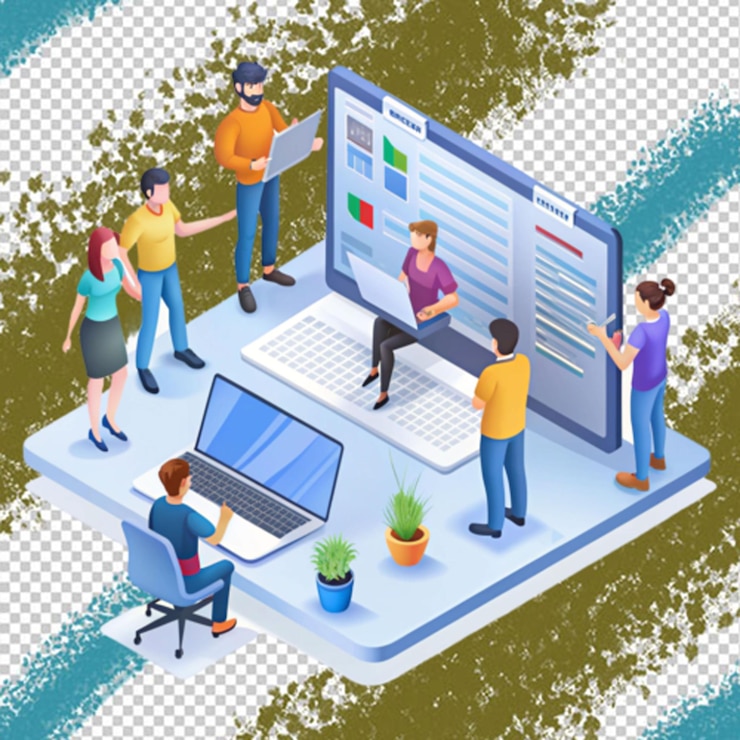 PSD illustration des outils numériques de bureau