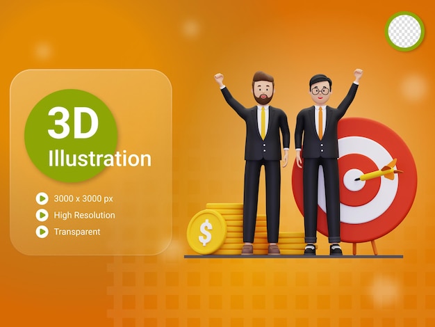 PSD illustration de partenaire commercial réussi 3d