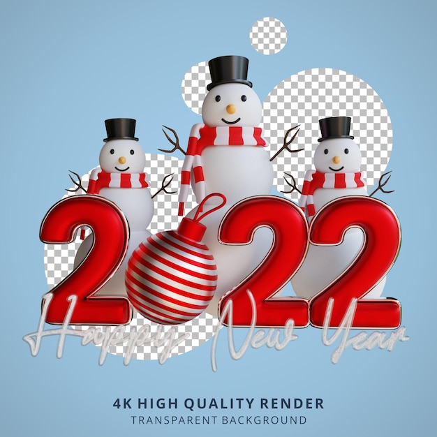 Illustration De Personnage De Bonhomme De Neige 3d Fête De Noël Du Nouvel An 2022